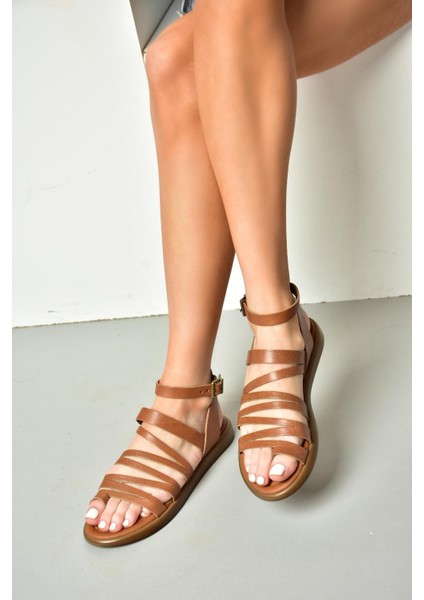 S291016103 Taba Deri Kadın Sandalet