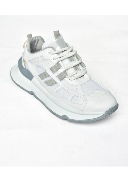 S973017604 Beyaz/gri Kumaş Sper Ayakkabı Sneakers