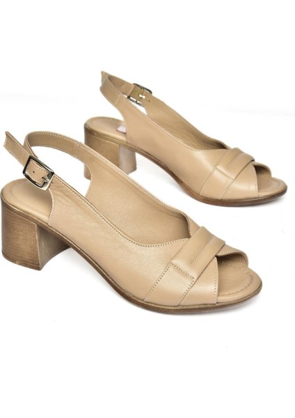 P555452903 Vizon Deri Kalın Topuklu Kadın Sandalet indirimleri