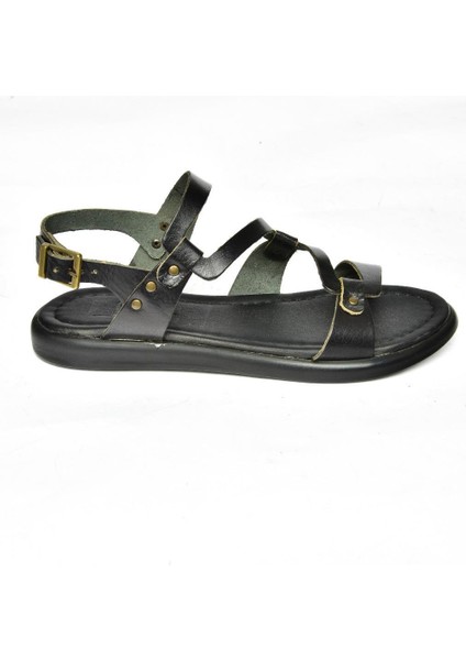 S291018403 Siyah Deri Kadın Sandalet fırsatları