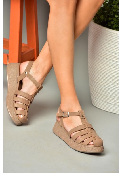P555050503 Vizon Deri Kalın Tabanlı Sandalet fiyatları