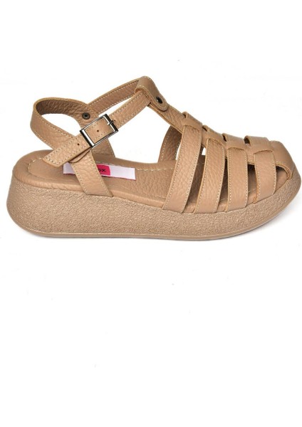 P555050503 Vizon Deri Kalın Tabanlı Sandalet indirimleri