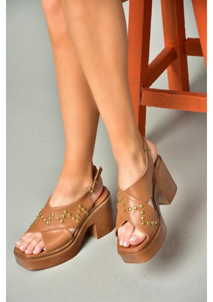 S996121009 Taba Kalın Topuklu Kadın Sandalet fiyatları
