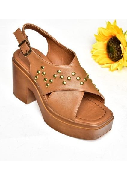 S996121009 Taba Kalın Topuklu Kadın Sandalet indirimleri