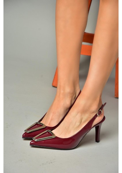 S654072908 Bordo Rugan Ince Topuklu Kadın Ayakkabı indirimleri