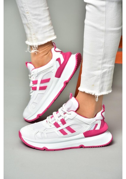 S973017604 Beyaz/fuşya Kumaş Sper Ayakkabı Sneakers