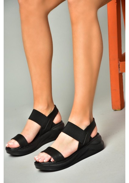 S713330809 Siyah Bileği Lastikli Kadın Sandalet fiyatları