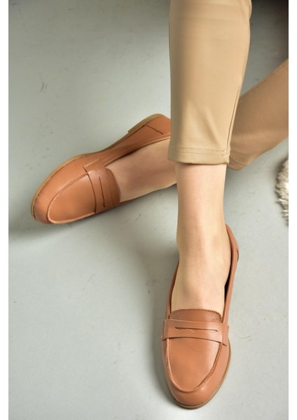 S291070003 Taba Deri Düz Babet