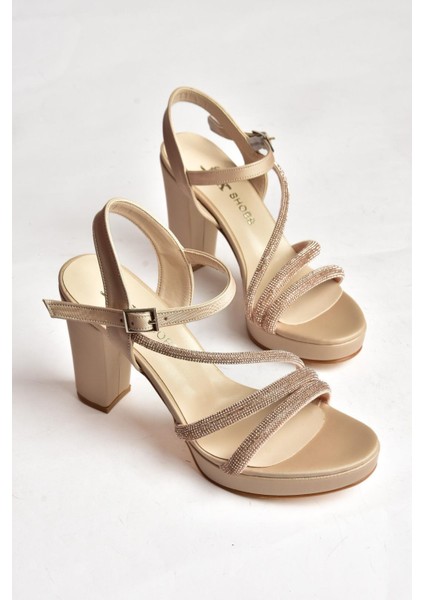 P246031704 Ten Kumaş Kalın Topuklu Kadın Abiye Ayakkabı indirimleri