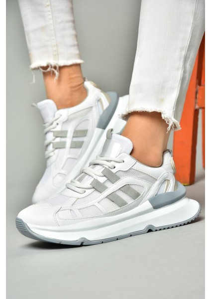 S973017604 Beyaz/gri Kumaş Sper Ayakkabı Sneakers modelleri