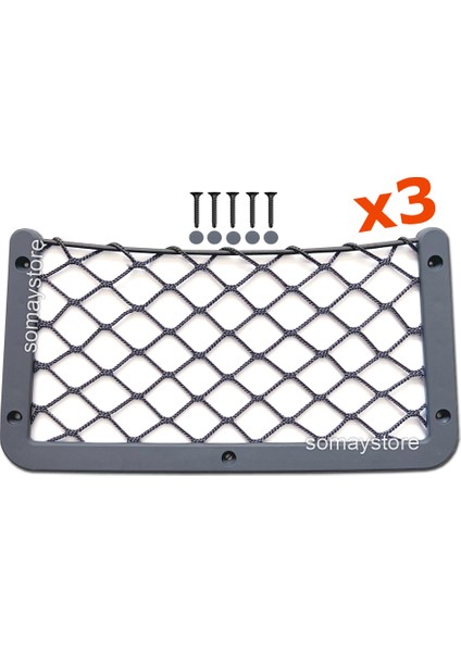 Tekne Karavan Eşya Taşıyıcı Cepli Eşya Filesi 32X17CM 3 Adet Gri