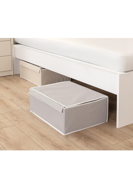 Tekno Trust Gri 3 Adet Kapaklı Çok Amaçlı Baza Altı Kutu 50X40X19 cm 3 Tela