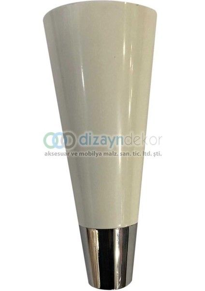 Konik Mobilya Dolap Ayağı Beyaz Parlak Krom 15 Cm