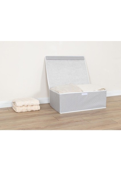 Tekno Trust Orta (26-50 Çap) 3lü Çok Amaçlı Kutu Baza Gri Çizgili 50X40X19 cm 50 x 40 3 Kumaş Gri Type 0