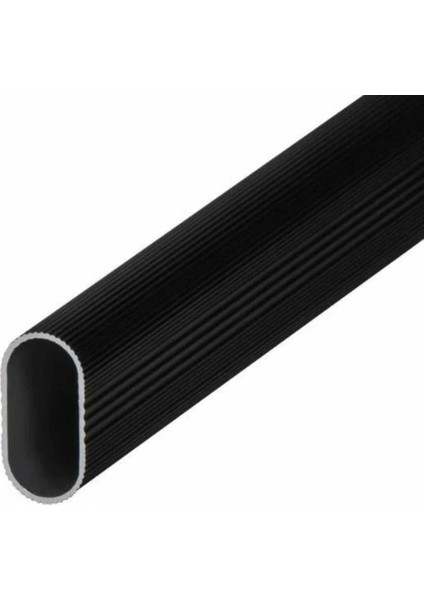 Mat Siyah Oval Gardırop Askı Borusu + Flanş