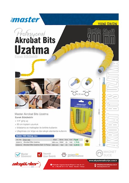Masterbits Akrobat Uzatma Seti 300 mm 12 Parça