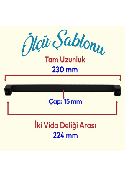 Mobilya Mutfak Dolabı Çekmece Dolap Kapak Kulpu Kulbu Siyah 224 mm Desenli Metal Kulp