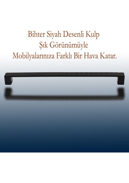 Mobilya Mutfak Dolabı Çekmece Dolap Kapak Kulpu Kulbu Siyah 224 mm Desenli Metal Kulp