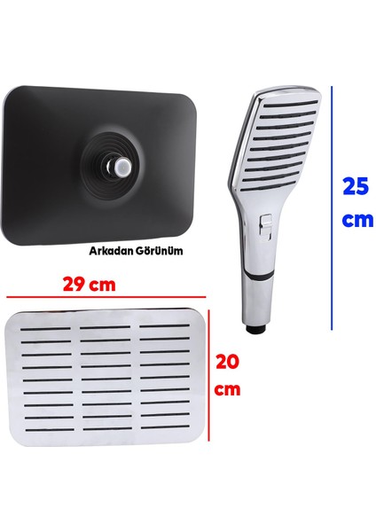 Robot Tepe Duş Seti Takımı Shower Yağmurlama Dikdörtgen Banyo Masaj Duş Başlığı Sistemi Krom fırsatları