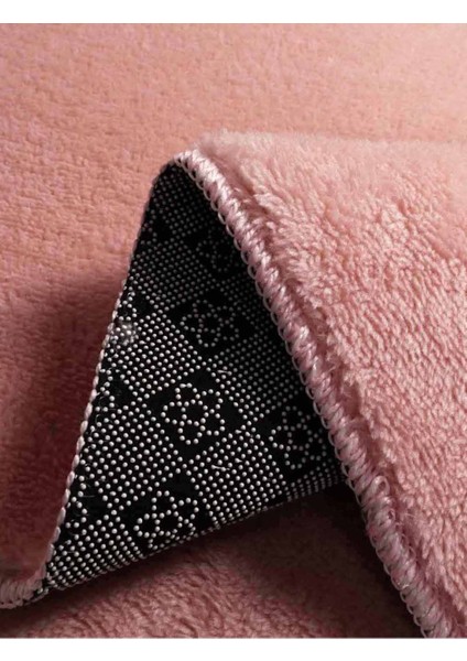 Modern Dekoratif Yuvarlak Puffy Peluş Ponpon Saçaklı Salon Oturma Odası Halısı Pembe indirimleri