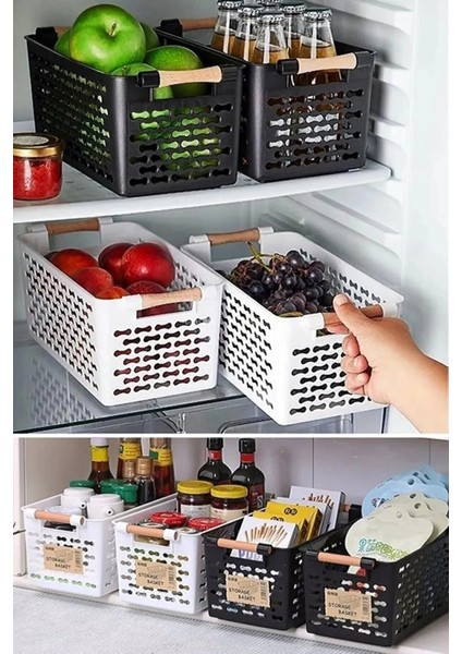 Tekno Trust Mutfak 10 Adet Çok Amaçlı Tutacaklı Organizer Sepet - Dolap Içi & Çekmece Düzenleyici Sepet - Siyah