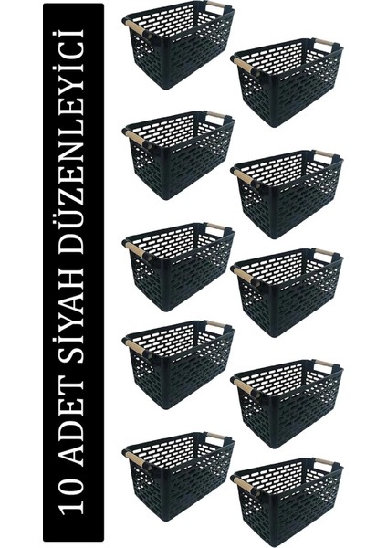 Tekno Trust Mutfak 10 Adet Çok Amaçlı Tutacaklı Organizer Sepet - Dolap Içi & Çekmece Düzenleyici Sepet - Siyah fiyatları