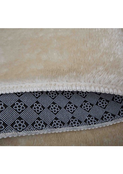 Modern Dekoratif Yuvarlak Puffy Peluş Ponpon Saçaklı Salon Oturma Odası Halısı Bej indirimleri