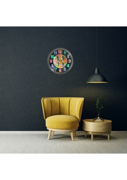 Tüm Gece Karanlıkta Görünen Işıklı Fosforlu LED Lambalı 40 cm Metal Aluminyum Kasa Camlı Duvar Saati modelleri