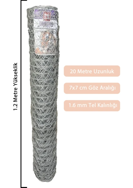 Hataş Teknik Hırdavat Bahçe Çit Teli 120 cm Yükseklik 20 Metre Uzunluk 1,6 mm Kalınlık