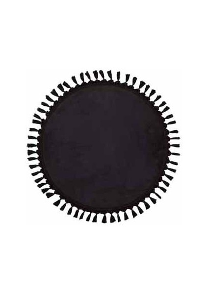 Modern Dekoratif Yuvarlak Puffy Peluş Ponpon Saçaklı Salon Oturma Odası Halısı Antrasit fiyatları