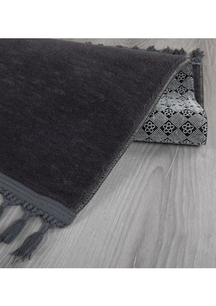 Modern Dekoratif Yuvarlak Puffy Peluş Ponpon Saçaklı Salon Oturma Odası Halısı Antrasit fırsatları