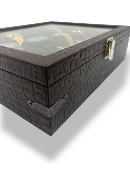 Tekno Trust Richbox 12'li Saat Kutusu Timsah Kahve Dekoratif Köşe Korumalı modelleri