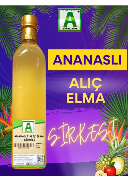 Ananaslı Elma Alıç Sirkesi Doğal Avantajlı Cam Şişede 500 ml Doğal Sirke