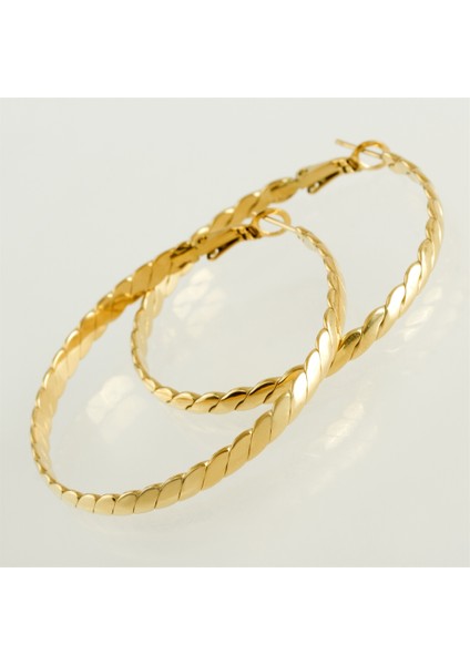 E-Bijuteri Burgulu Halka Çelik Küpe 5 cm