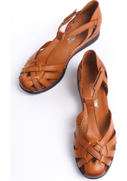 Deri Taba Günlük Kadın Sandalet TMD2024403 fiyatları