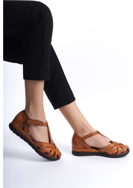 Deri Taba Günlük Kadın Sandalet TMD2024403 fırsatları