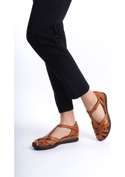 Deri Taba Günlük Kadın Sandalet TMD2024403 indirimleri