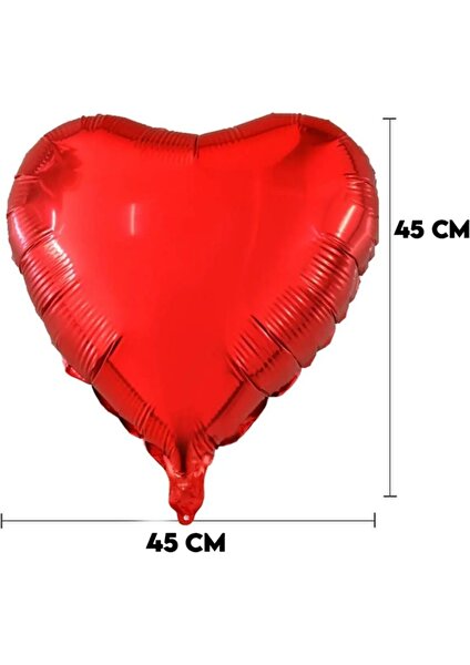 5 Adet Folyo Balon Kırmızı Kalp Modeli