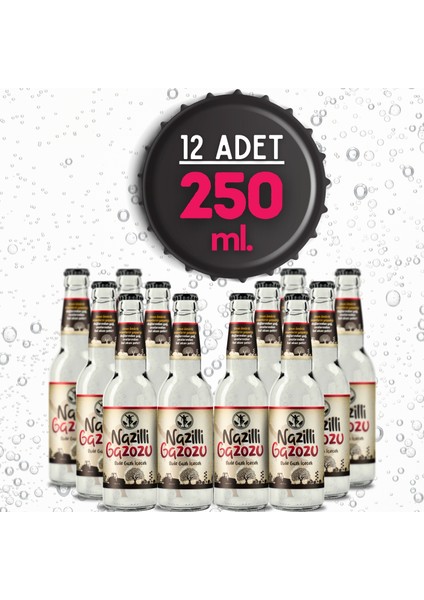 Nazilli Gazozu Yöresel Nazilli Gazozu 250 Ml. - Efsane Yerel Gazoz (12 Adet x 250 Ml.-Cam Şişe)