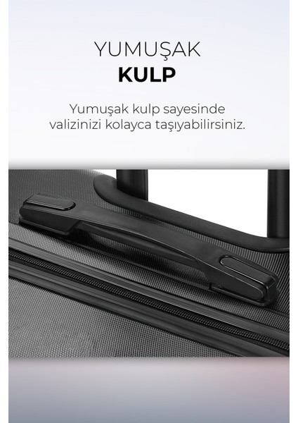 Elmas Model Füme Renk 3'lü Valiz Seti