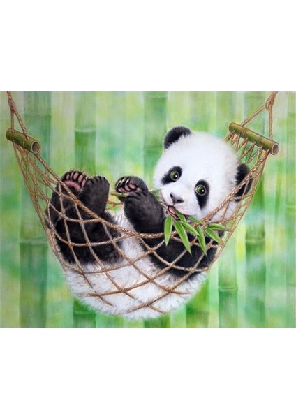 Hamakta Yatan Yavru Panda | Elmas Mozaik Tablo | Mozaik Puzzle | 50x50 | E20202144M