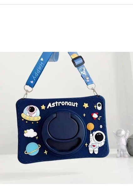 Samsung Galaxy Tab A9 8.7 Inç X110 X115 Uyumlu Astronot Kılıf Standlı Eğlenceli Koruma