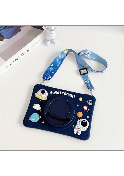 Samsung Galaxy Tab A9 8.7 Inç X110 X115 Uyumlu Astronot Kılıf Standlı Eğlenceli Koruma