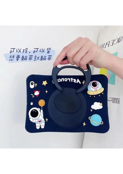 Samsung Galaxy Tab A9 8.7 Inç X110 X115 Uyumlu Astronot Kılıf Standlı Eğlenceli Koruma