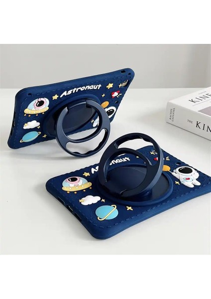 Samsung Galaxy Tab A9 8.7 Inç X110 X115 Uyumlu Astronot Kılıf Standlı Eğlenceli Koruma