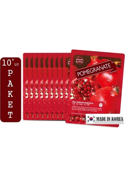 Kore Kağıt Yüz Maskesi 10'lu Nar Özlü (Parlaklık Kazandırır) modelleri