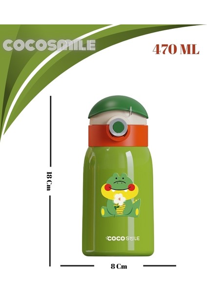 Cocosmile Pipetli Çelik Termos - 470 Ml. (Klıflı /askılı)