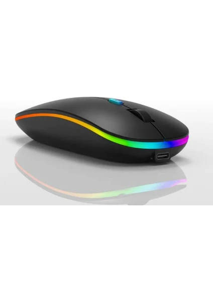 Wireless ve Bluetooth Mouse Rgb Ledli Type-C Şarjlı Mouse