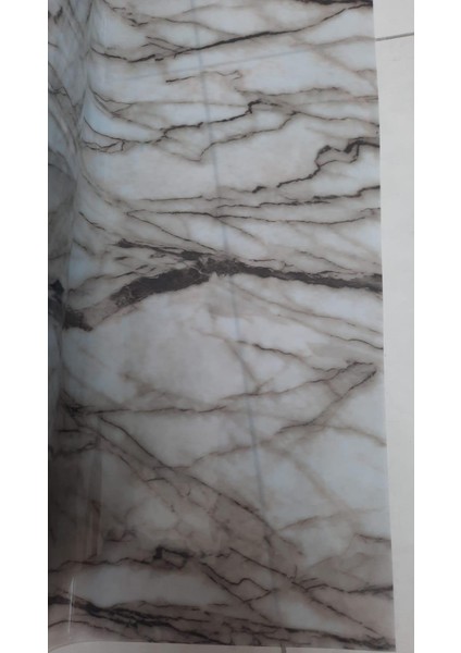 Mermer Desenli Şeffaf Masa Örtüsü 80 cm x 180 cm