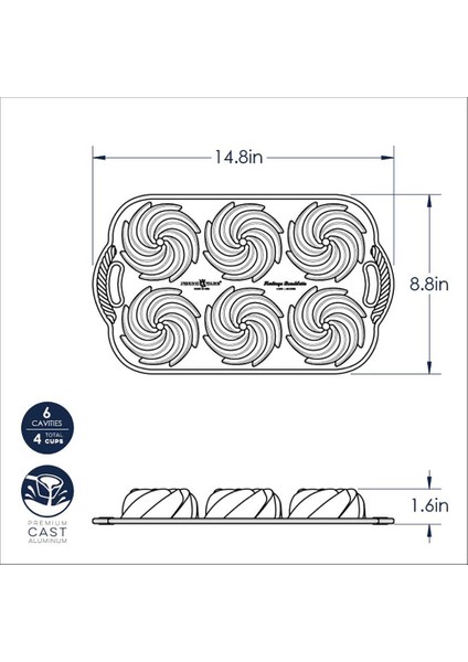 Nordic Ware Heritage Bundtlette Pan 6'lı Kek Kalıbı